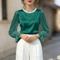 thumbnail image 5 of IUYRTFE Women's Long Sleeve Crew Neck Top Sheer Sleeve Ruffle Cuff Casual Pullover Blouse, 5 of 6