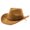 Khaki, variant on Western Cowboy Hat for Men Women Wide Curved Brim with Adjustable Strap Lightweight Cowboy Hat Cowgirl Hat Sun Hat for Outdoor Travel Party