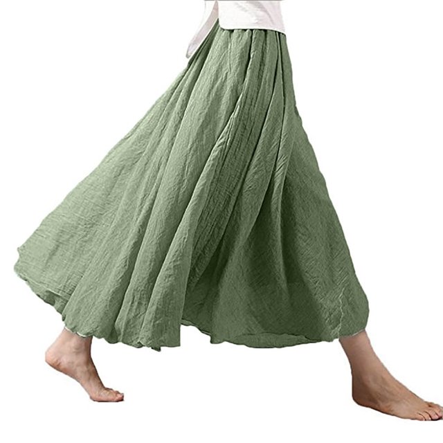CNKOO Robe Longue Maxi en Coton et Lin Style Bohème pour Femmes avec Ceinture Élastique