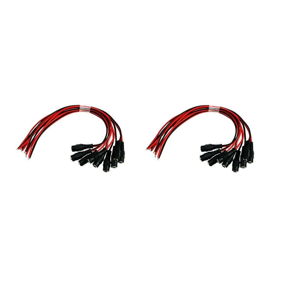 Evertech 20 Pcs 5.5 mm x 2.1 mm DC Female End Jack Power Cable With Lead End Pigtail for CCTV Security Camera