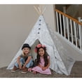 thumbnail image 2 of Kid's Adventure Geometric Boho Chic Kids TeePee Polyester Play Tent, White and Gray, 2 of 5
