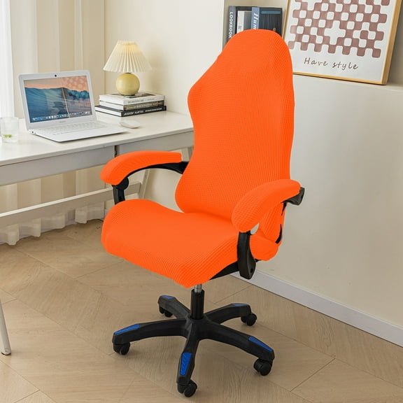XmhyTop Gaming Chair Covers Slip Covers Office Desk Chair Cover Waterproof with Armrest Covers, Stretch Computer Chair Cover Rotating Armchair Covers -Orange