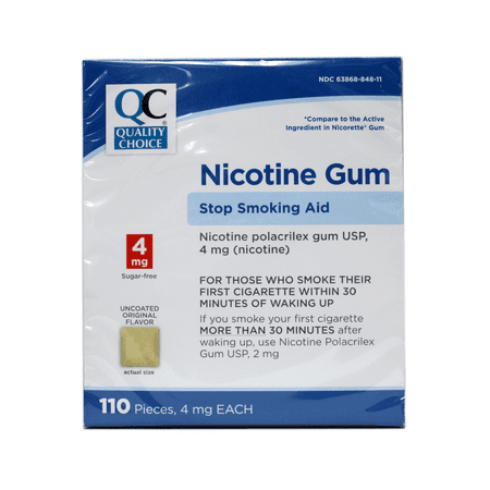 Quality Choice Nicotine Gum Stop Smoking Aid Original Flavor 1100 Pieces 4mg Each