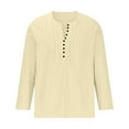 thumbnail image 4 of IROINNID Mens Pullover Shirts Long Sleeve Solid V-neck Pullover Breathable Shirt Blouse Tops,Khaki, 4 of 6
