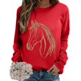 thumbnail image 5 of Sweaters For Women Horse Print Hoodless Sweatshirt Riding Horse Lover Long Sleeve Crew Neck Pullover Tops Casual Loose Shirts Warm Soft For Fall And Winter 2Xl Womens Sweaters, 5 of 7
