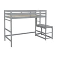 thumbnail image 2 of Twin Loft Bed With Stairs Ladder Landing Platform Space-Saving Twin Bed Frame With Full-Length Guardrail No Box Spring Needed, 2 of 9
