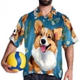thumbnail image 4 of Corgi Dog Men's Short Sleeve Poplin Shirt, Casual Printed Button Down, Summer Beach Hawaiian Shirts, Unisex, 4 of 6