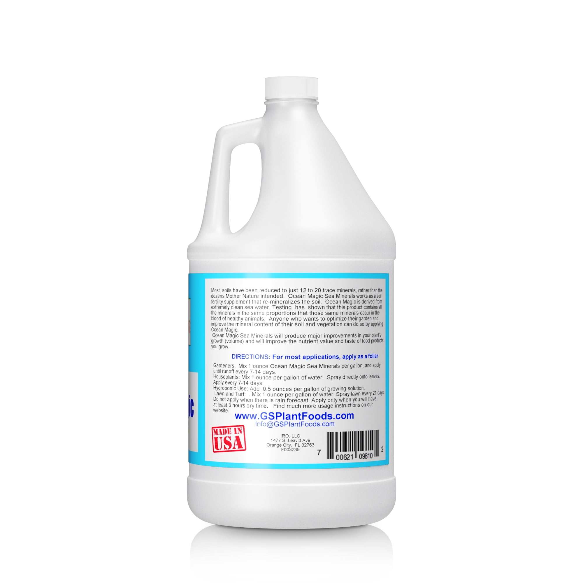 GS Plant Foods Ocean Magic Sea Minerals Fruits Organic Garden Plant Supplement Fertilizer, Soil Mineral Health Improvement, Water Based Spray - One Gallon