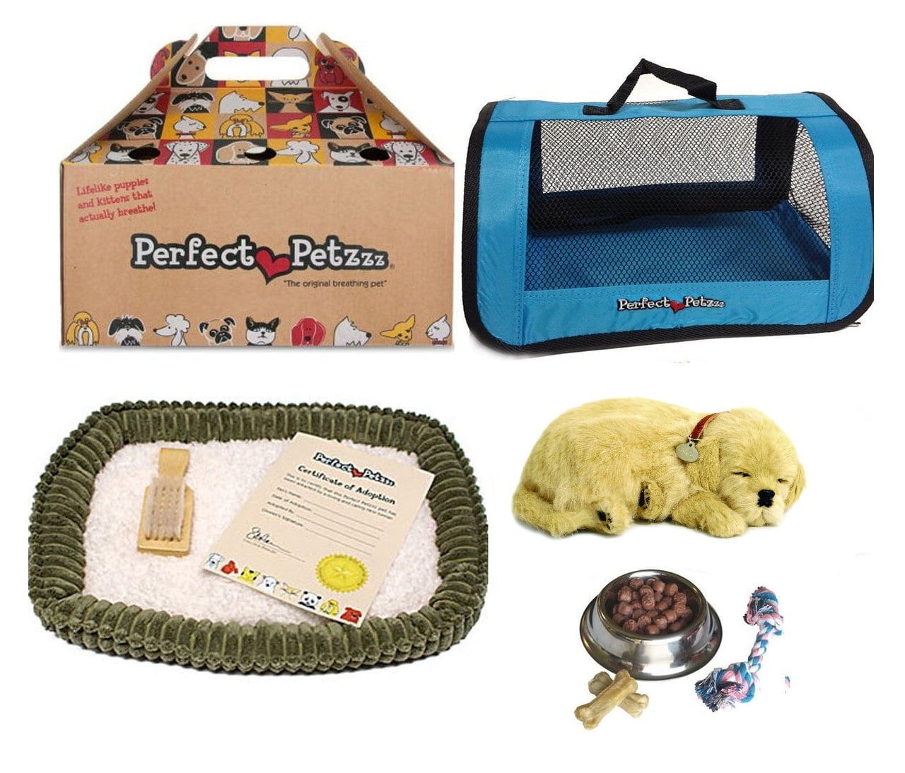 Perfect Petzzz Golden Retriever Plush with Blue Tote For Plush