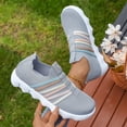 thumbnail image 5 of Domuza Women's Colorful Stripe Knit Slip-On Sneakers, Lightweight Breathable Comfort Walking Shoes, Casual Non-Slip Footwear for All-Day Wear Gray 7（EU-38）, 5 of 5