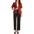 thumbnail image 2 of INSPIRE CHIC Blazer pour Femmes Col à Revers Manches Courtes Printemps Été Blazer TP Rouge Foncé, 2 of 6