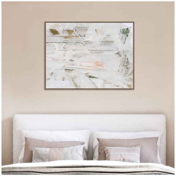 Kate and Laurel Framed Canvas Wall Art Print NC ZG Builder by Nikki Chu, 42 x 32 Sylvie Dark Gold Frame, Modern Contemporary, Abstract Art for Wall Decor