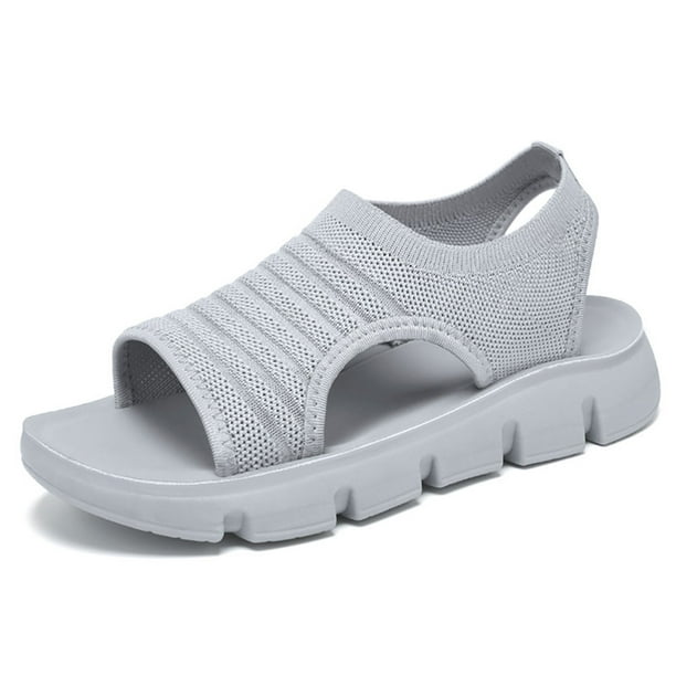 Sandalias Elegantes Deportivas para Mujeres Cómodas (gris 36)