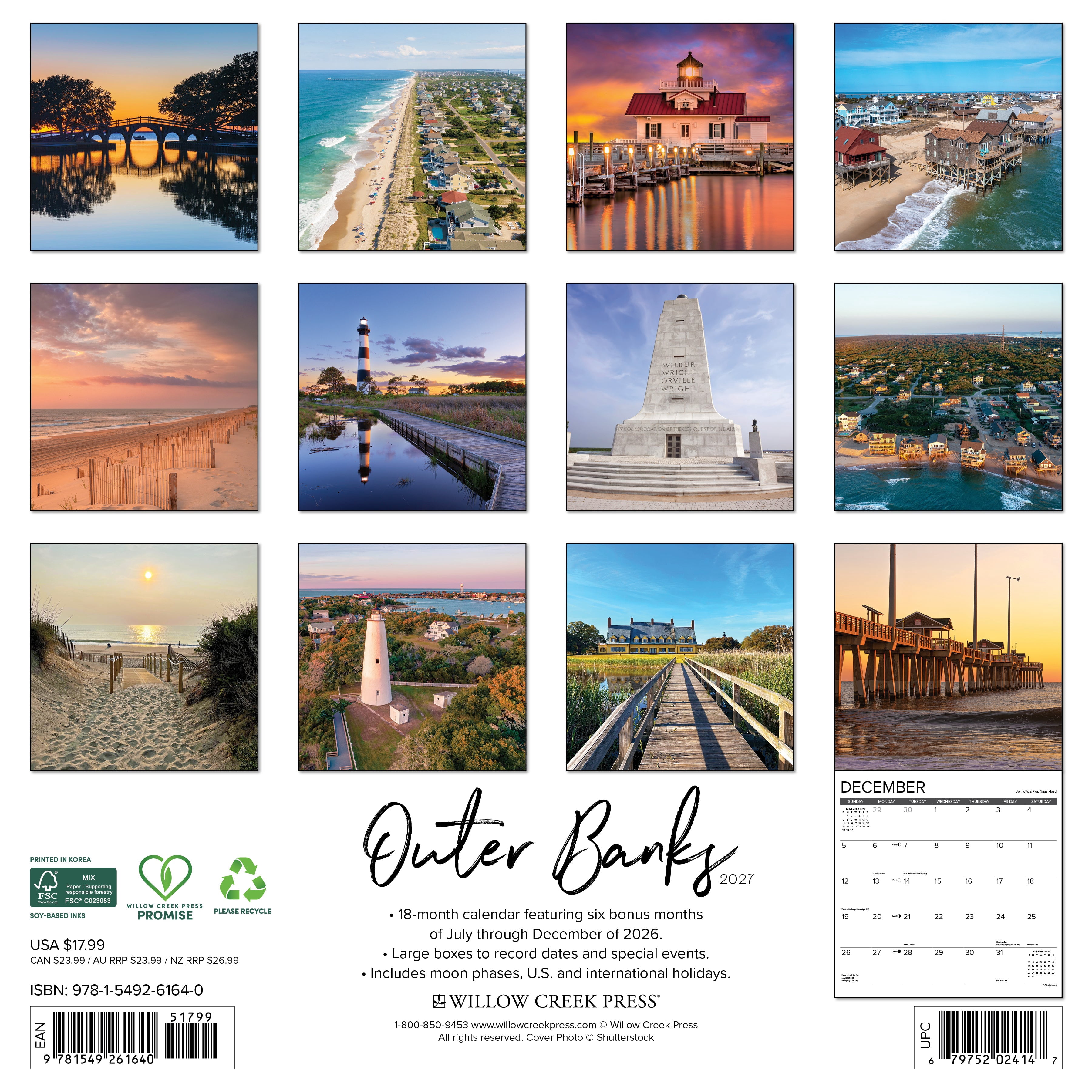 Willow Creek Press, Outer Banks 2027 Wall Calendar