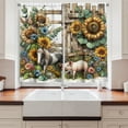 thumbnail image 2 of Ambesonne Rustic Kitchen Curtains, Vintage Farm Pig and Horse, 55"x36", Mustard Green Taupe, 2 of 3