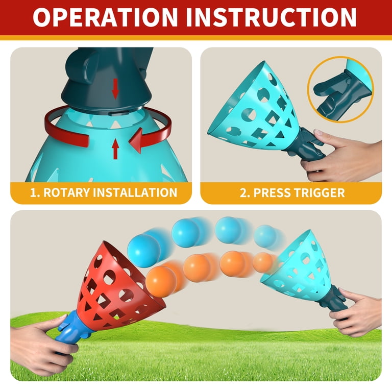 Lucky Doug Pop Catch Ball Game, 4 Launchers & 20 Balls photo 2