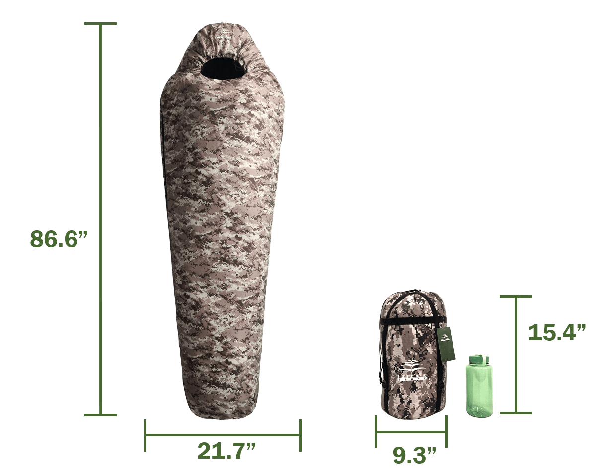 Tundra 10°F Desert Digital Mummy Sleeping Bag – Cold Weather Camo Winter Sleeping Bag