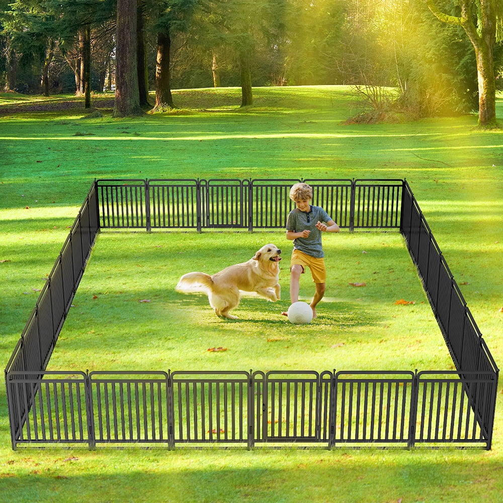GDKASRNY Dog Playpen 16 Panels 32'' Height Portable Pet Dog Fence Indoor Outdoor for Yard,Rv Camping,Heavy Duty&Foldable Black