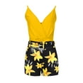thumbnail image 4 of Moda mujer Sexy verano cuello en V sin mangas sólido Top + conjunto de pantalón estampado Froral Fridja ghk1675, 4 of 8