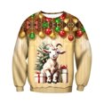 thumbnail image 1 of Ediodpoh Chandail de Sport à Col Rond pour Homme d'Hiver de Noël à Manches Courtes, Décontracté pour les Fêtes, Chandail de Sport à Col Rond pour Homme, Chandail pour Homme Jaune Pâle_001 TG, 1 of 4