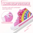 thumbnail image 5 of MODEBYME Kids Toddler Light Up Sneakers Girls High Top Flashing Walking Canvas Shoes, Pink, Size 1, 5 of 7