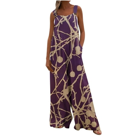 

Xihbxyly Jumpsuits for Women 2023 Summer Casual Maternity Overalls Boho Comfy Cotton Linen Jumpsuit Baggy Button Bib Loose Overalls Plus Size Pants Maxi Pockets Rompers Summer Clearance #1