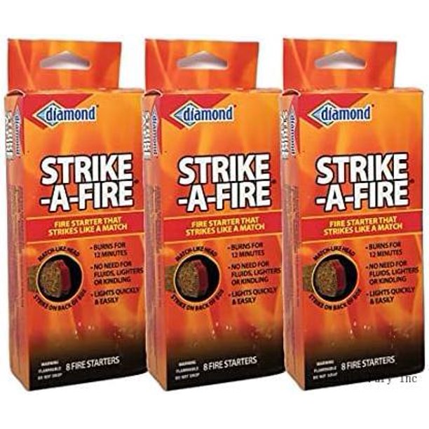 StrikeAFire Brand Fire Starter Matches 3 Boxes (24 Fire Starters