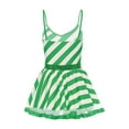 thumbnail image 4 of TSSOE Womens Christmas Candy Cane Striped Spaghetti Straps Dance Dress Stage Performance Clothes Green 3XL, 4 of 5