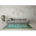 thumbnail image 3 of Ahgly Company Indoor Square Oriental Light Blue Industrial Area Rugs, 8' Square, 3 of 4