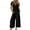 Black, variant on Women's Casual Summer Jumpsuits Short Sleeve V Neck Button Cropped Wide Leg Romper Overalls with Pockets