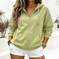 thumbnail image 6 of FDGIU Women's Full Zip Up Hooded Sweatshirt, Long Sleeve Drawstring Hoodie Jacket with Kangaroo Pocket Casual Outerwear for Daily Outdoor Wear, 6 of 8