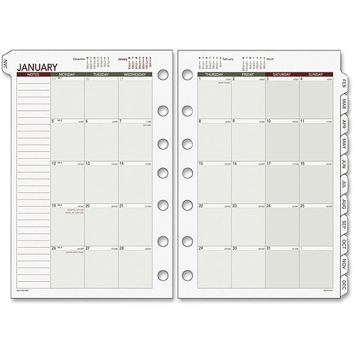 Day Runner Looseleaf Monthly Planner Refills, 1 Pack