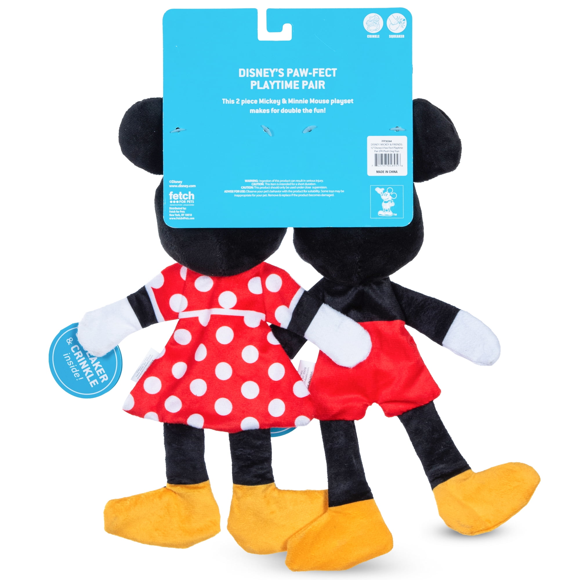 Disney Mickey & Friends Mickey Mouse and Minnie Mouse Plush Stuffed Flat Toy Set 12"