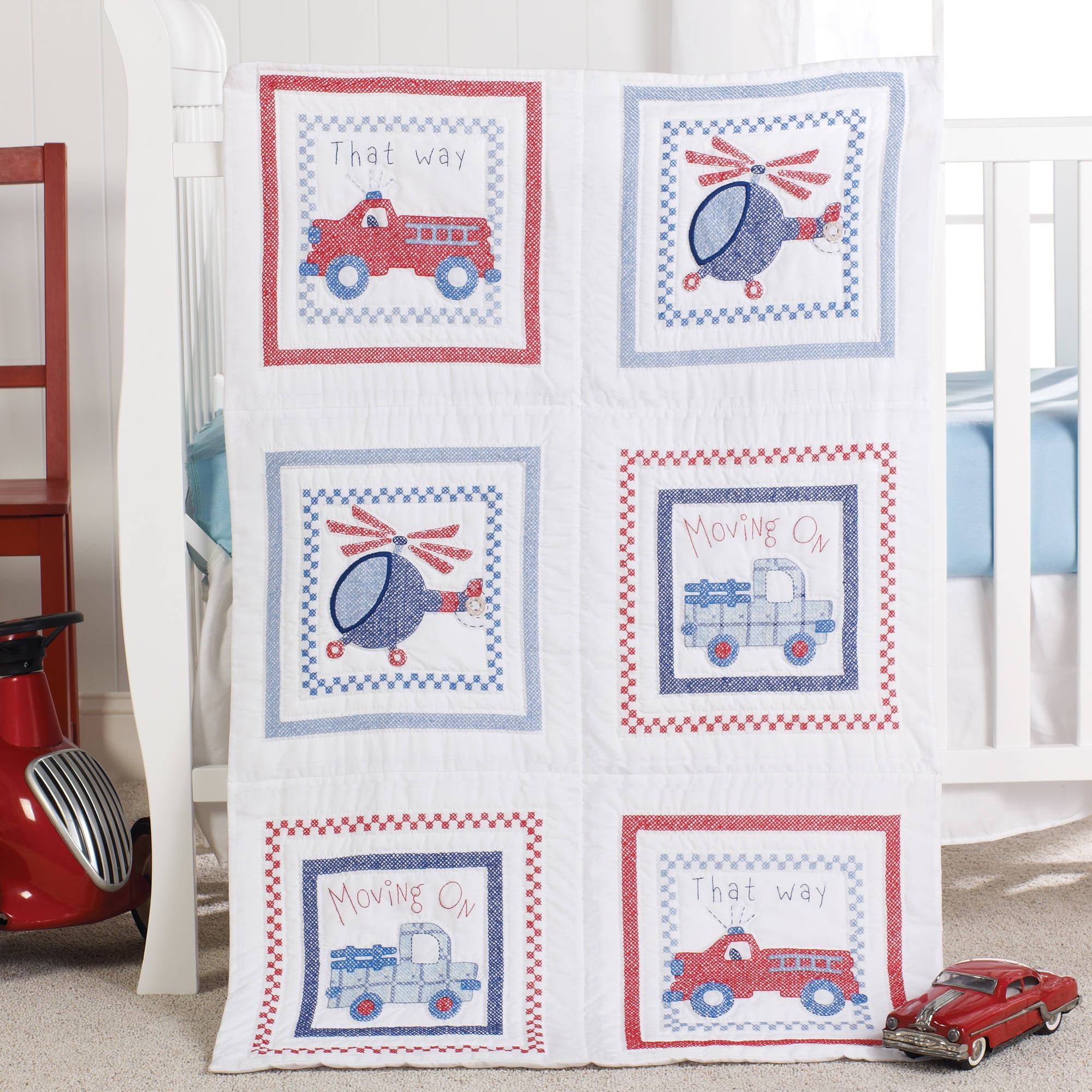 Bucilla 15"x15" Moving On Blocks Stamped Cross Stitch Quilt Kit