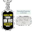 thumbnail image 2 of He Strengthens Me White Philippians 4:13 Stainless Steel or 18k Gold Premium Swivel Dog Tag Keychain, 2 of 9