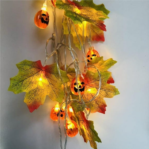 Halloween Maple Leaf Light String LED Lighted Pumpkin Garland for Home Halloween Decoration Type 9