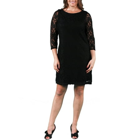 - Women's Plus Size Black Lace Dress
