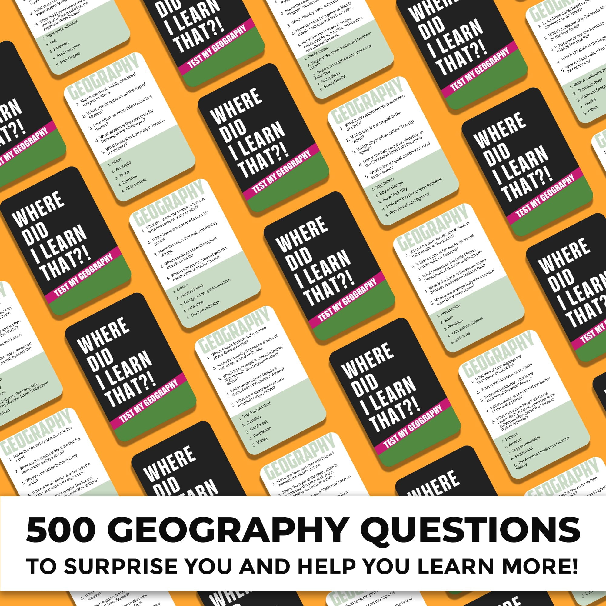 Quokka Trivia Card Games for Adults - Fun Board Games for Family - 500 Questions Geography 2+ Player
