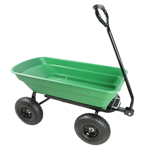 Folding Garden Carts Folding car Poly Garden dump truck with steel frame, 10 inches. Pneumatic tire, 300 lb capacity body 55L Green,Heavy Duty Garden Carts