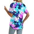 thumbnail image 2 of Women Tops Casual Pleated Shirts Summer Short Sleeve Dressy Fashion V Neckline Tie Dye Tunics 2Xl YH004, 2 of 4
