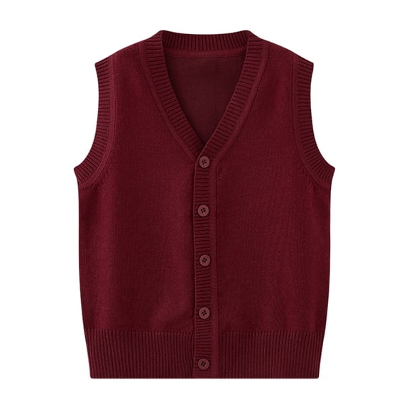 XKHAZA Boys Girls School Uniform Sweater Vest Cotton Kid V-Neck Button 𝐒olid Sleeveless Cardigan for Toddler Knitwear Sweater Outfit