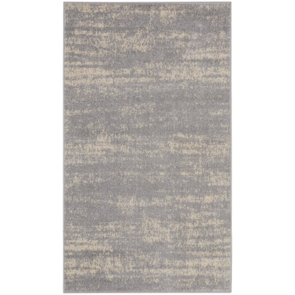 Nourison Essentials Indoor/Outdoor Grey/Beige 2' x 4' Area Rug, (2x4)