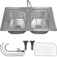 thumbnail image 1 of Fregadero Tarja 2 Tinas Gutstark Acero Inoxidable Cocina Grifo, 1 of 8