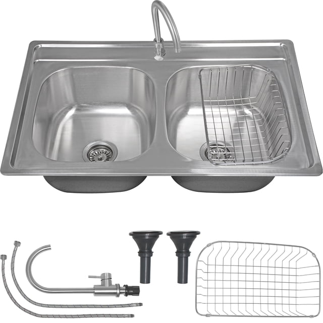 Fregadero Tarja 2 Tinas Gutstark Acero Inoxidable Cocina Grifo