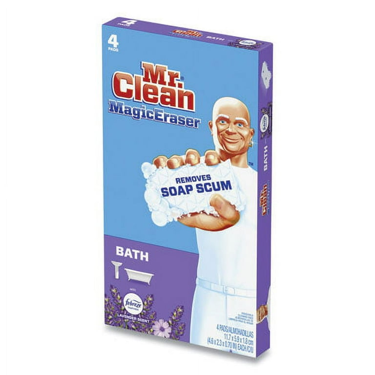 Magic Eraser Bathroom Scrubber, 4.6 x 2.3, White, 4/Pack