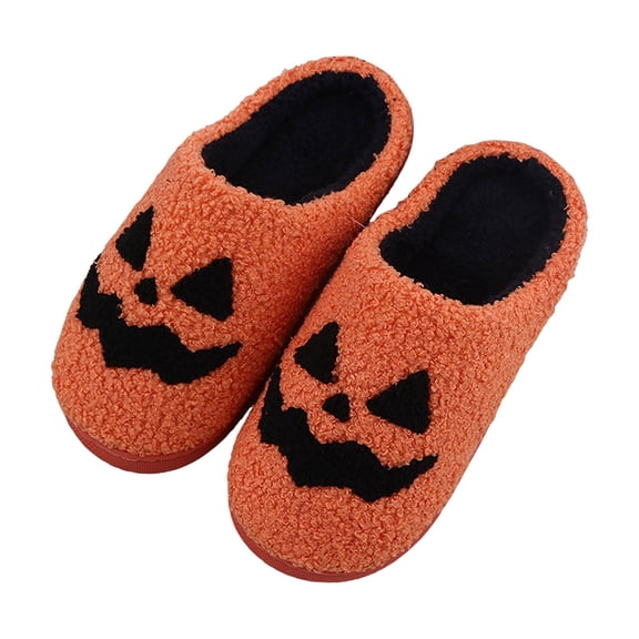 YLYL Halloween Women's Men's Slipper Soft Plush Retro Slip-On Comfortable Platform Indoor House Shoes