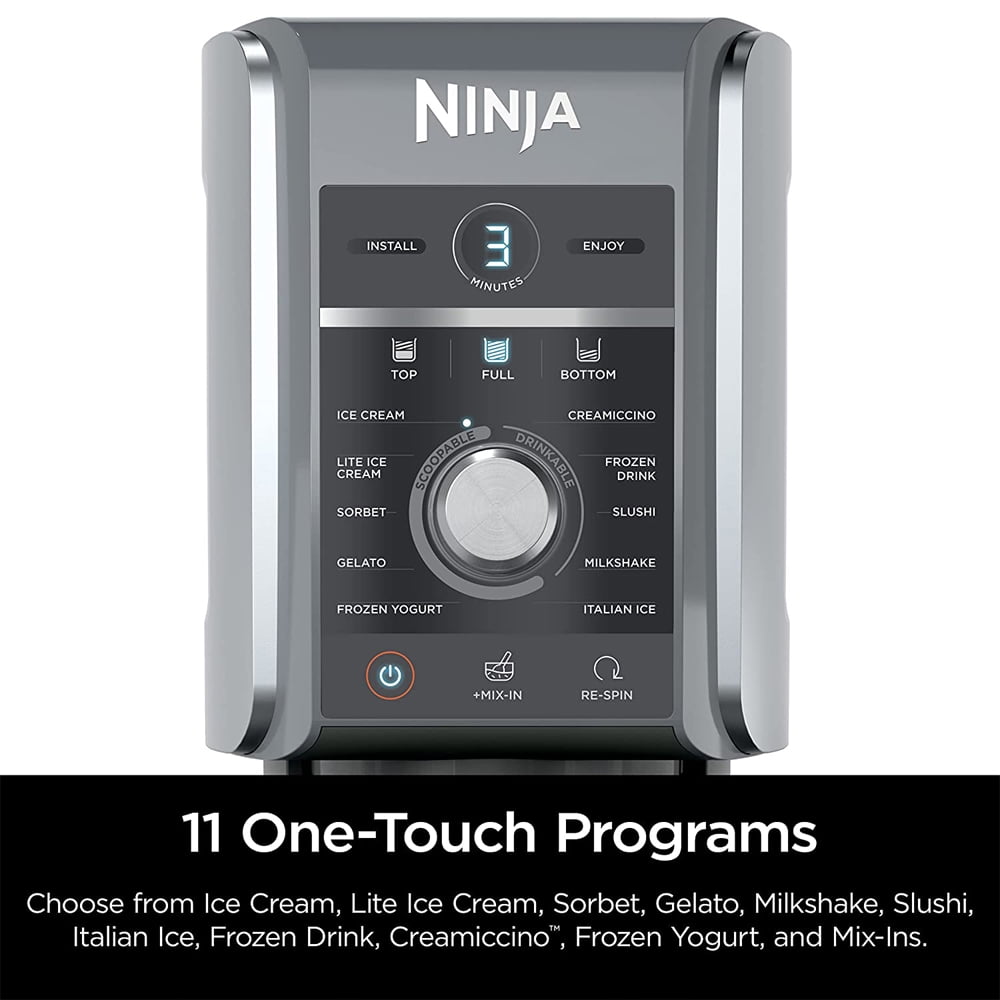 Restored Ninja NC501 CREAMi Deluxe 11-in-1 XL Ice Cream Maker Silver Bundle with 2 YR CPS Enhanced Protection Pack (Refurbished)