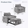 thumbnail image 3 of Bonzy Home 3-in-1 Pull Out Sofa Bed Chair, Soft Fabric Convertible Design with Side Storage, Gray, 3 of 8