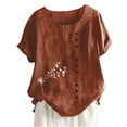 thumbnail image 4 of LYXSSBYX Clearance Plus Size Womens Shirts Women's Summer Casual Short Sleeve Printing Loose Shirt Tops, 4 of 5