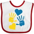 thumbnail image 3 of Inktastic Down Syndrome Awareness with Handprints and Hearts Blue and Yellow Boys or Girls Baby Bib, 3 of 4
